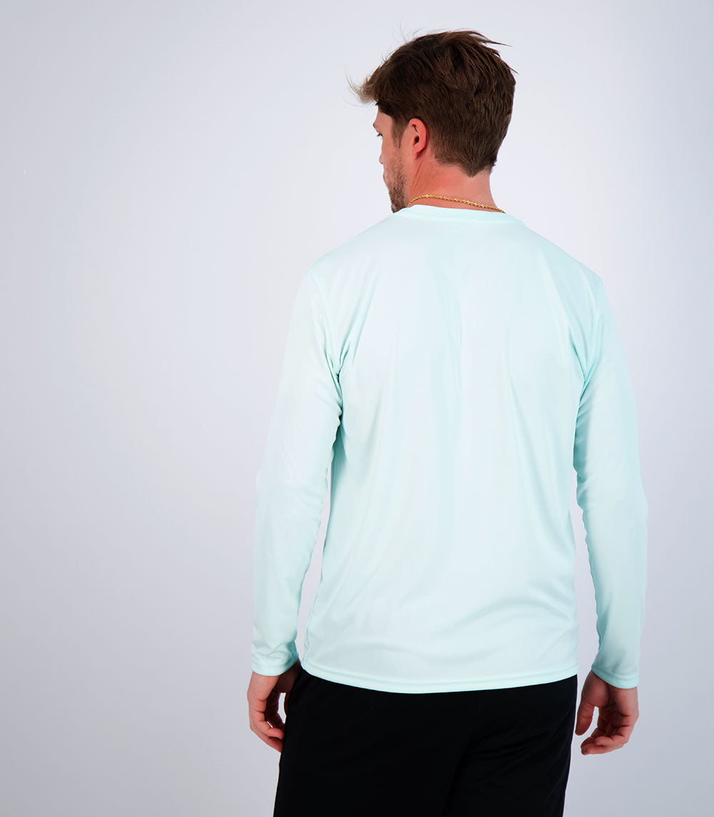chillBRO by Denali: Mens Long Sleeve Sun Protective Shirt Ice Blue / Small