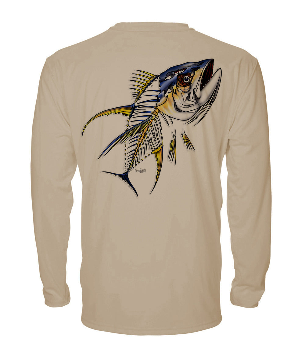 Yellowfin Tuna - Long Sleeve ProtectUV Sun Protective Shirt Bermuda Tan / 2XL