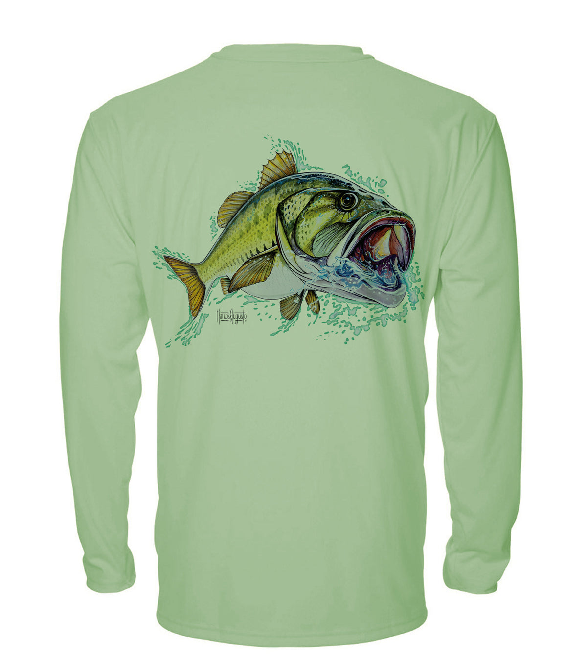 New Artwork] Large Mouth Bass Fishing Shirts for Men - Long Sleeve