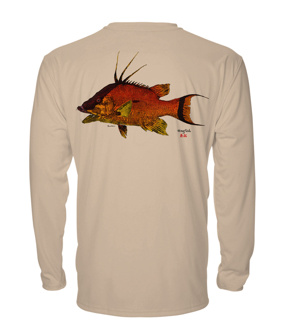 Florida Hogfish - chillBRO by Denali Mens Long Sleeve Sun Protective Shirt Moondust / Large