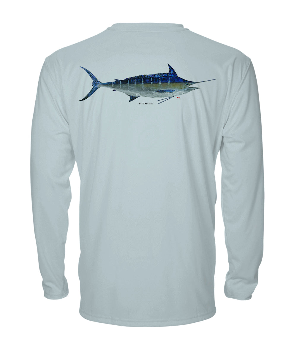 Blue Marlin - chillBRO by Denali Mens Long Sleeve Sun Protective Shirt Ice Blue / 2XL