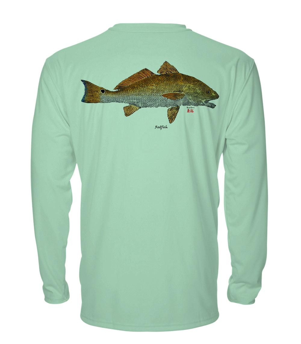 Small Redfish - chillBRO by Denali Mens Long Sleeve Sun Protective Shirt Aqua Mist / Large