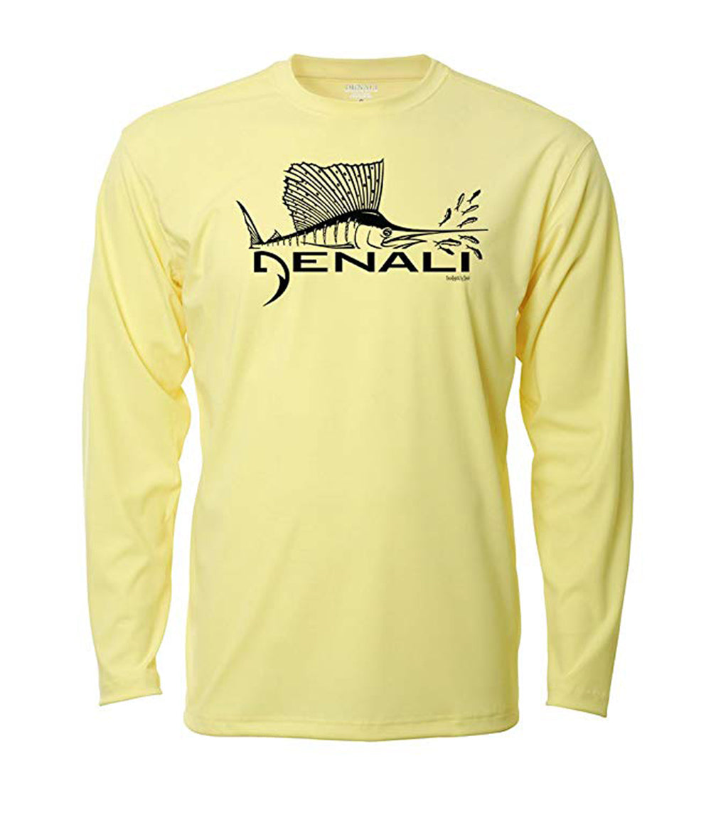 Denali Sailfish Logo: Long Sleeve ProtectUV Sun Protective Shirt Fighting Lady Yellow / XLarge