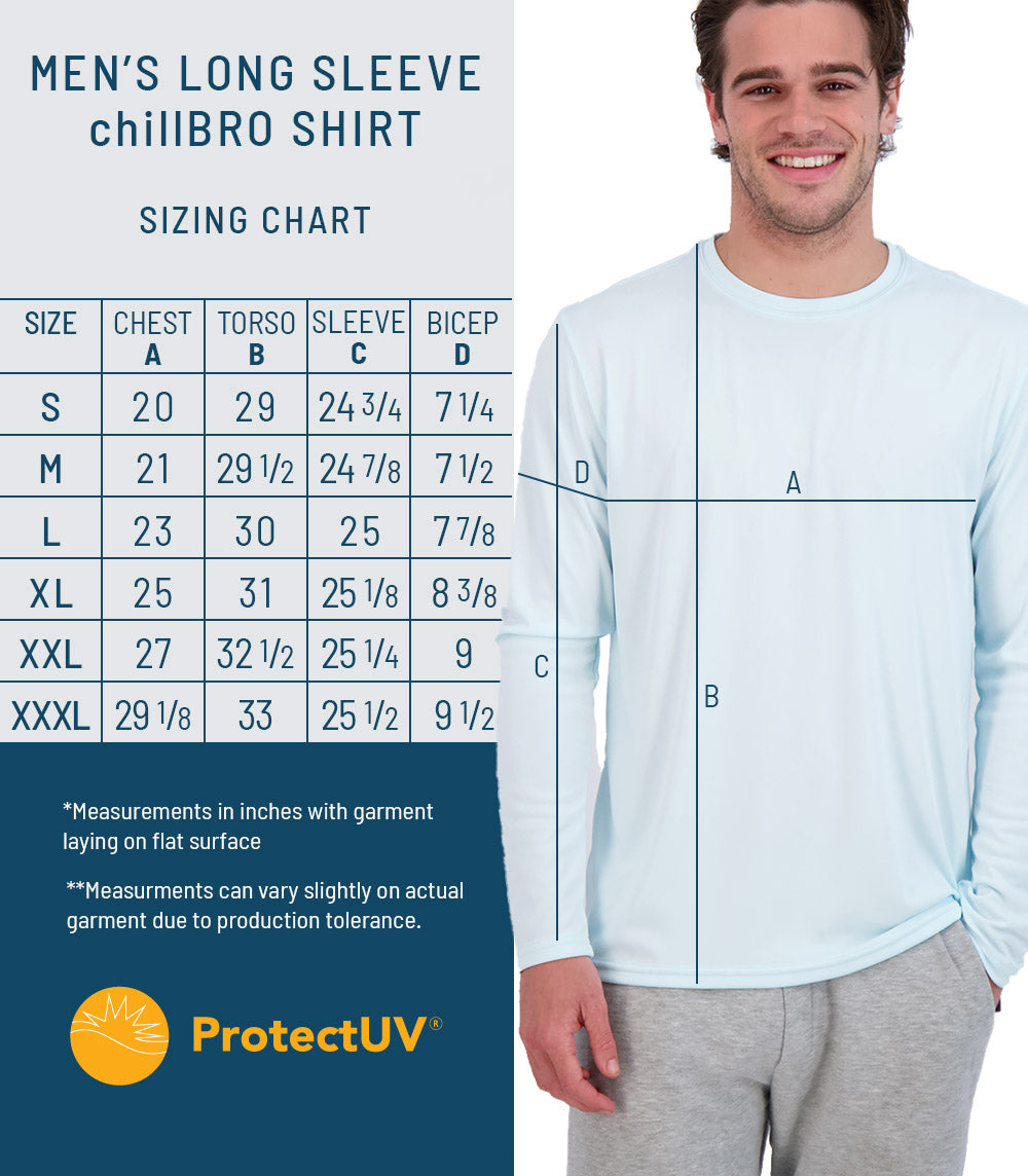 chillBRO by Denali: Mens Long Sleeve Sun Protective Shirt Ice Blue / Small