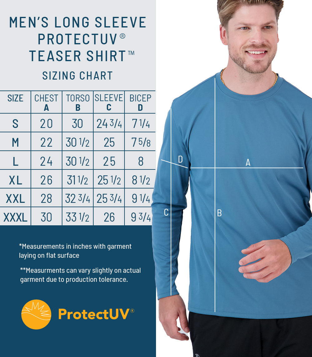 Teaser Mens Long Sleeve Hoodie ProtectUV Sun Protective Shirt Bliss Blue / Small