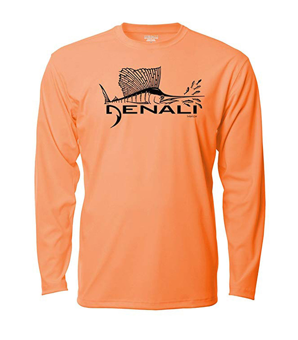 Men's UPF 50+ Long Sleeve Fishing Shirt – Microfiber Moisture Wicking, Sailfish Design, Unisex Fit